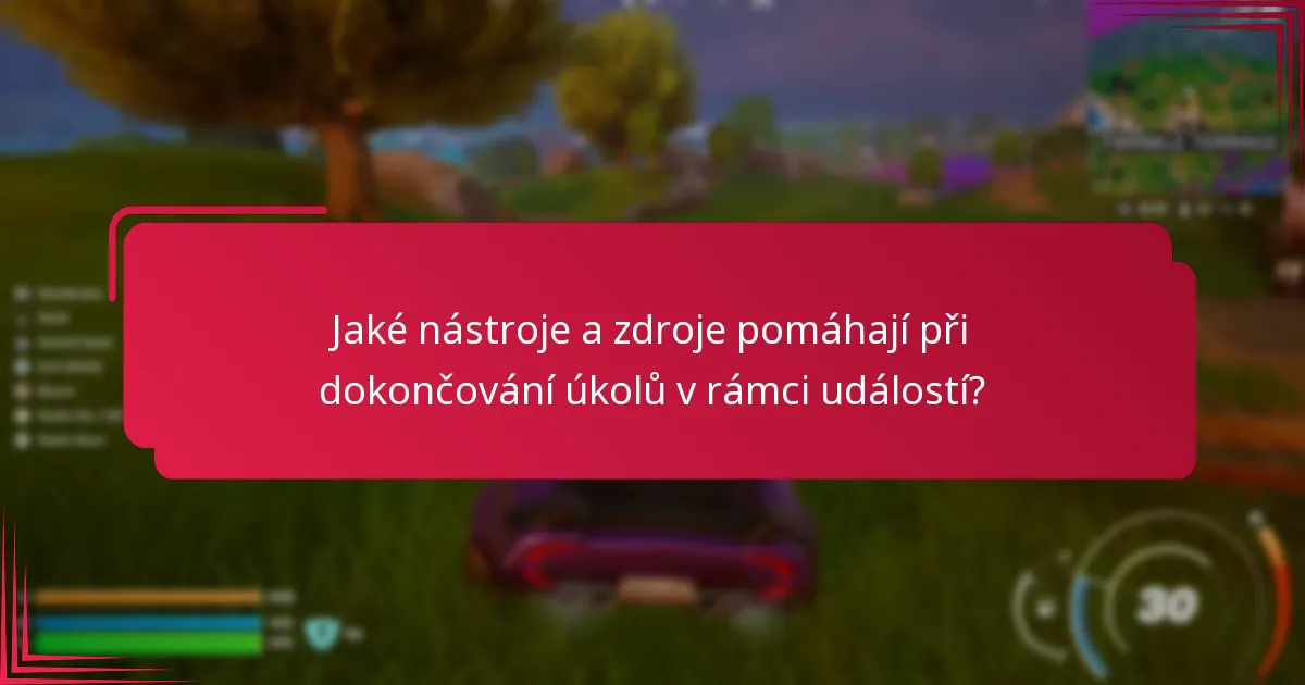 Jaké nástroje a zdroje pomáhají při dokončování úkolů v rámci událostí?